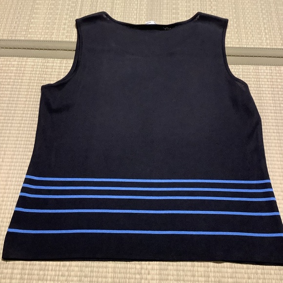 Exclusively Misook sleeveless sweater Black and Blue Striped Women's Top - Picture 5 of 5